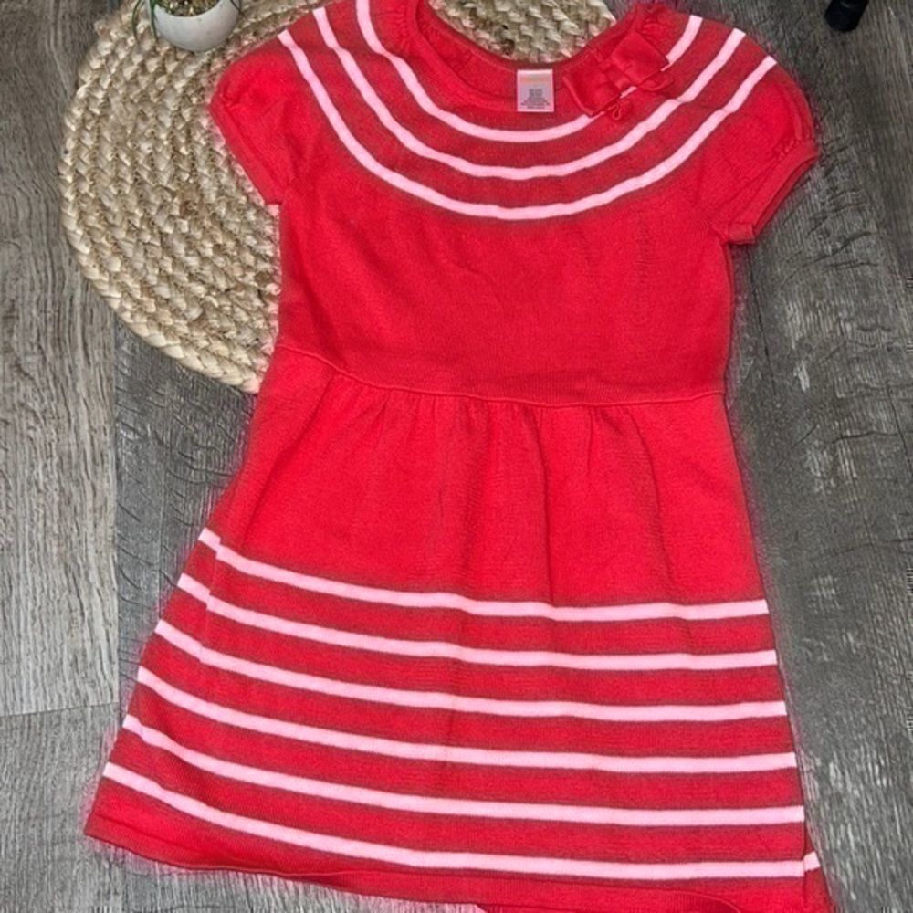 Gymboree size 6 girl pink/red and white sweater dress